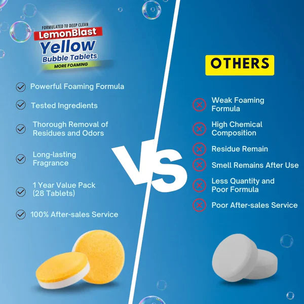 ✨Lemon Blast Yellow Bubble Tablets – Odor Eliminator + Blockage Remover🤩